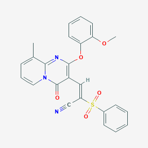 (2E)-3-[2-(2-methoxyphenoxy)-9-methyl-4-oxo-4H-pyrido[1,2-a]pyrimidin-3-yl]-2-(phenylsulfonyl)prop-2-enenitrile