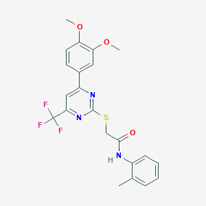 2-{[4-(3,4-dimethoxyphenyl)-6-(trifluoromethyl)pyrimidin-2-yl]sulfanyl}-N-(2-methylphenyl)acetamide