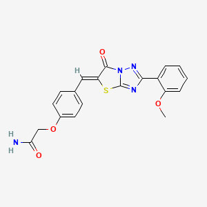 2-(4-{(Z)-[2-(2-methoxyphenyl)-6-oxo[1,3]thiazolo[3,2-b][1,2,4]triazol-5(6H)-ylidene]methyl}phenoxy)acetamide