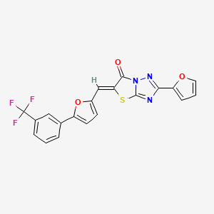 molecular formula C20H10F3N3O3S B11584903 (5Z)-2-(furan-2-yl)-5-({5-[3-(trifluoromethyl)phenyl]furan-2-yl}methylidene)[1,3]thiazolo[3,2-b][1,2,4]triazol-6(5H)-one 