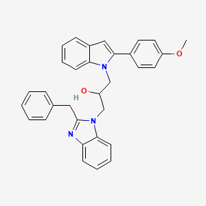 molecular formula C32H29N3O2 B11584930 1-(2-benzyl-1H-benzimidazol-1-yl)-3-[2-(4-methoxyphenyl)-1H-indol-1-yl]propan-2-ol 