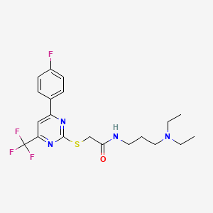 molecular formula C20H24F4N4OS B11584968 N-[3-(diethylamino)propyl]-2-{[4-(4-fluorophenyl)-6-(trifluoromethyl)pyrimidin-2-yl]sulfanyl}acetamide 