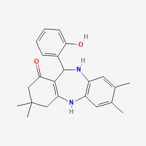 molecular formula C23H26N2O2 B11584976 11-(2-hydroxyphenyl)-3,3,7,8-tetramethyl-3,4,10,11-tetrahydro-2H-dibenzo[b,e][1,4]diazepin-1-ol 