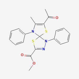 molecular formula C21H19N3O3S2 B11584982 Methyl 7-acetyl-8-methyl-1,9-diphenyl-4,6-dithia-1,2,9-triazaspiro[4.4]nona-2,7-diene-3-carboxylate 