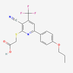 2-{[3-Cyano-6-(4-propoxyphenyl)-4-(trifluoromethyl)pyridin-2-yl]sulfanyl}acetic acid