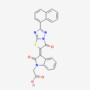 molecular formula C24H14N4O4S B11585040 {(3Z)-3-[2-(naphthalen-1-yl)-6-oxo[1,3]thiazolo[3,2-b][1,2,4]triazol-5(6H)-ylidene]-2-oxo-2,3-dihydro-1H-indol-1-yl}acetic acid 