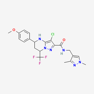 3-Chloro-5-(4-methoxy-phenyl)-7-trifluoromethyl-4,5,6,7-tetrahydro-pyrazolo[1,5-a]pyrimidine-2-carboxylic acid (1,3-dimethyl-1H-pyrazol-4-ylmethyl)-amide