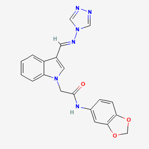 N-(1,3-benzodioxol-5-yl)-2-{3-[(E)-(4H-1,2,4-triazol-4-ylimino)methyl]-1H-indol-1-yl}acetamide