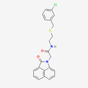 molecular formula C22H19ClN2O2S B11585086 N-{2-[(3-chlorobenzyl)sulfanyl]ethyl}-2-(2-oxobenzo[cd]indol-1(2H)-yl)acetamide 