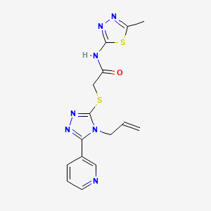 molecular formula C15H15N7OS2 B11585100 N-(5-methyl-1,3,4-thiadiazol-2-yl)-2-{[4-(prop-2-en-1-yl)-5-(pyridin-3-yl)-4H-1,2,4-triazol-3-yl]sulfanyl}acetamide 