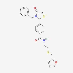 4-(3-benzyl-4-oxo-1,3-thiazolidin-2-yl)-N-{2-[(furan-2-ylmethyl)sulfanyl]ethyl}benzamide