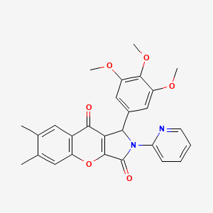 molecular formula C27H24N2O6 B11585131 6,7-Dimethyl-2-(pyridin-2-yl)-1-(3,4,5-trimethoxyphenyl)-1,2-dihydrochromeno[2,3-c]pyrrole-3,9-dione 