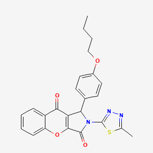 molecular formula C24H21N3O4S B11585169 1-(4-Butoxyphenyl)-2-(5-methyl-1,3,4-thiadiazol-2-yl)-1,2-dihydrochromeno[2,3-c]pyrrole-3,9-dione 