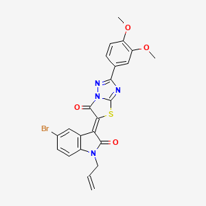 (3Z)-5-bromo-3-[2-(3,4-dimethoxyphenyl)-6-oxo[1,3]thiazolo[3,2-b][1,2,4]triazol-5(6H)-ylidene]-1-(prop-2-en-1-yl)-1,3-dihydro-2H-indol-2-one