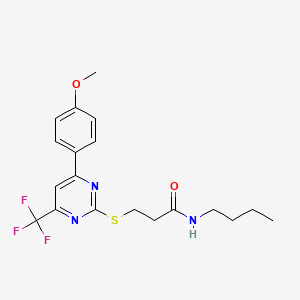 N-butyl-3-{[4-(4-methoxyphenyl)-6-(trifluoromethyl)pyrimidin-2-yl]sulfanyl}propanamide