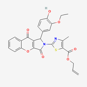 molecular formula C27H22N2O7S B11585250 prop-2-en-1-yl 2-[1-(3-ethoxy-4-hydroxyphenyl)-3,9-dioxo-3,9-dihydrochromeno[2,3-c]pyrrol-2(1H)-yl]-4-methyl-1,3-thiazole-5-carboxylate 