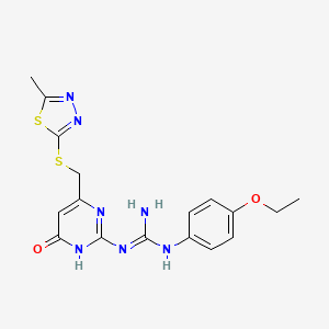 molecular formula C17H19N7O2S2 B11585253 1-(4-ethoxyphenyl)-2-[6-[(5-methyl-1,3,4-thiadiazol-2-yl)sulfanylmethyl]-4-oxo-1H-pyrimidin-2-yl]guanidine 