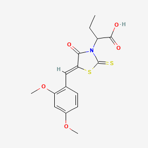 2-[(5Z)-5-[(2,4-dimethoxyphenyl)methylidene]-4-oxo-2-sulfanylidene-1,3-thiazolidin-3-yl]butanoic acid