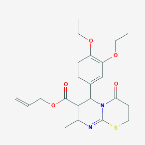 molecular formula C22H26N2O5S B11585289 prop-2-en-1-yl 6-(3,4-diethoxyphenyl)-8-methyl-4-oxo-3,4-dihydro-2H,6H-pyrimido[2,1-b][1,3]thiazine-7-carboxylate 