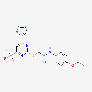 molecular formula C19H16F3N3O3S B11585329 N-(4-ethoxyphenyl)-2-{[4-(furan-2-yl)-6-(trifluoromethyl)pyrimidin-2-yl]sulfanyl}acetamide 