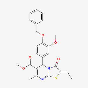 molecular formula C25H26N2O5S B11585363 methyl 5-[4-(benzyloxy)-3-methoxyphenyl]-2-ethyl-7-methyl-3-oxo-2,3-dihydro-5H-[1,3]thiazolo[3,2-a]pyrimidine-6-carboxylate 