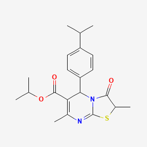 molecular formula C21H26N2O3S B11585373 propan-2-yl 2,7-dimethyl-3-oxo-5-[4-(propan-2-yl)phenyl]-2,3-dihydro-5H-[1,3]thiazolo[3,2-a]pyrimidine-6-carboxylate 