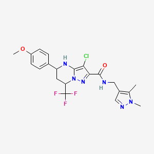 3-chloro-N-[(1,5-dimethyl-1H-pyrazol-4-yl)methyl]-5-(4-methoxyphenyl)-7-(trifluoromethyl)-4,5,6,7-tetrahydropyrazolo[1,5-a]pyrimidine-2-carboxamide