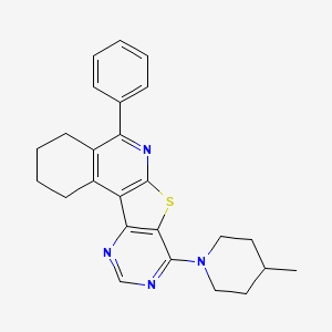 13-(4-methylpiperidin-1-yl)-8-phenyl-11-thia-9,14,16-triazatetracyclo[8.7.0.02,7.012,17]heptadeca-1,7,9,12,14,16-hexaene