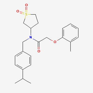 molecular formula C23H29NO4S B11585426 N-(1,1-dioxidotetrahydrothiophen-3-yl)-2-(2-methylphenoxy)-N-[4-(propan-2-yl)benzyl]acetamide 