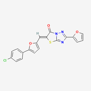 molecular formula C19H10ClN3O3S B11585435 (5Z)-5-{[5-(4-chlorophenyl)furan-2-yl]methylidene}-2-(furan-2-yl)[1,3]thiazolo[3,2-b][1,2,4]triazol-6(5H)-one 