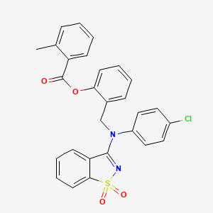 2-{[(4-Chlorophenyl)(1,1-dioxido-1,2-benzothiazol-3-yl)amino]methyl}phenyl 2-methylbenzoate