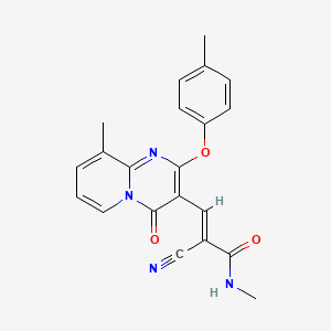 molecular formula C21H18N4O3 B11585470 (2E)-2-cyano-N-methyl-3-[9-methyl-2-(4-methylphenoxy)-4-oxo-4H-pyrido[1,2-a]pyrimidin-3-yl]prop-2-enamide 