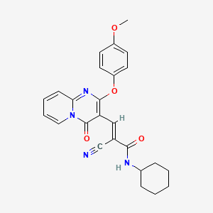 molecular formula C25H24N4O4 B11585585 (2E)-2-cyano-N-cyclohexyl-3-[2-(4-methoxyphenoxy)-4-oxo-4H-pyrido[1,2-a]pyrimidin-3-yl]prop-2-enamide 