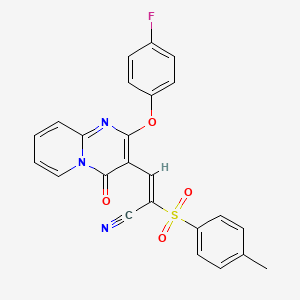 (2E)-3-[2-(4-fluorophenoxy)-4-oxo-4H-pyrido[1,2-a]pyrimidin-3-yl]-2-[(4-methylphenyl)sulfonyl]prop-2-enenitrile