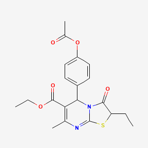 ethyl 5-[4-(acetyloxy)phenyl]-2-ethyl-7-methyl-3-oxo-2,3-dihydro-5H-[1,3]thiazolo[3,2-a]pyrimidine-6-carboxylate