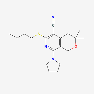 molecular formula C19H27N3OS B11585667 6-(butylsulfanyl)-3,3-dimethyl-8-(pyrrolidin-1-yl)-3,4-dihydro-1H-pyrano[3,4-c]pyridine-5-carbonitrile 