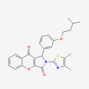 molecular formula C27H26N2O4S B11585673 2-(4,5-Dimethyl-1,3-thiazol-2-yl)-1-[3-(3-methylbutoxy)phenyl]-1,2-dihydrochromeno[2,3-c]pyrrole-3,9-dione 