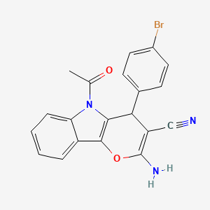 5-Acetyl-2-amino-4-(4-bromophenyl)-4,5-dihydropyrano[3,2-b]indole-3-carbonitrile