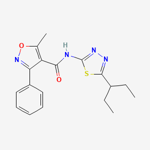 molecular formula C18H20N4O2S B11585705 5-methyl-N-[5-(pentan-3-yl)-1,3,4-thiadiazol-2-yl]-3-phenyl-1,2-oxazole-4-carboxamide 