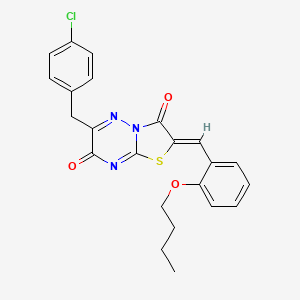 molecular formula C23H20ClN3O3S B11585715 (2Z)-2-(2-butoxybenzylidene)-6-(4-chlorobenzyl)-7H-[1,3]thiazolo[3,2-b][1,2,4]triazine-3,7(2H)-dione 