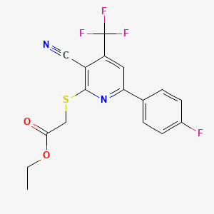 molecular formula C17H12F4N2O2S B11585721 Ethyl {[3-cyano-6-(4-fluorophenyl)-4-(trifluoromethyl)pyridin-2-yl]sulfanyl}acetate 