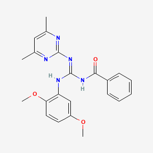 molecular formula C22H23N5O3 B11585745 N-[(Z)-[(2,5-Dimethoxyphenyl)amino][(4,6-dimethylpyrimidin-2-YL)amino]methylidene]benzamide 