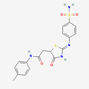 N-(4-methylphenyl)-2-{4-oxo-2-[(4-sulfamoylphenyl)amino]-4,5-dihydro-1,3-thiazol-5-yl}acetamide