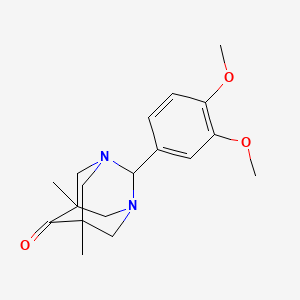 molecular formula C18H24N2O3 B11585803 (5s,7s)-2-(3,4-Dimethoxyphenyl)-5,7-dimethyl-1,3-diazatricyclo[3.3.1.1~3,7~]decan-6-one 