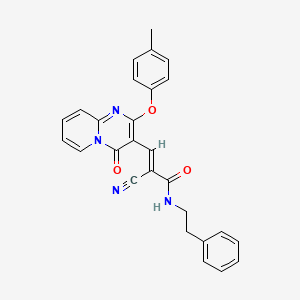 molecular formula C27H22N4O3 B11585827 (2E)-2-cyano-3-[2-(4-methylphenoxy)-4-oxo-4H-pyrido[1,2-a]pyrimidin-3-yl]-N-(2-phenylethyl)prop-2-enamide 