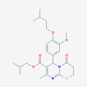 2-methylpropyl 6-[3-methoxy-4-(3-methylbutoxy)phenyl]-8-methyl-4-oxo-2H,3H,4H,6H-pyrimido[2,1-b][1,3]thiazine-7-carboxylate