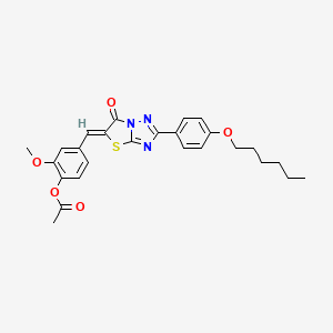 4-[(Z)-{2-[4-(hexyloxy)phenyl]-6-oxo[1,3]thiazolo[3,2-b][1,2,4]triazol-5(6H)-ylidene}methyl]-2-methoxyphenyl acetate