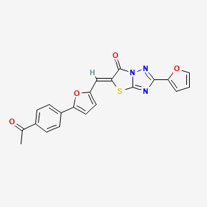 molecular formula C21H13N3O4S B11585863 (5Z)-5-{[5-(4-acetylphenyl)furan-2-yl]methylidene}-2-(furan-2-yl)[1,3]thiazolo[3,2-b][1,2,4]triazol-6(5H)-one 