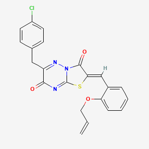 molecular formula C22H16ClN3O3S B11585902 (2Z)-6-(4-chlorobenzyl)-2-[2-(prop-2-en-1-yloxy)benzylidene]-7H-[1,3]thiazolo[3,2-b][1,2,4]triazine-3,7(2H)-dione 