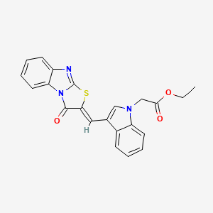 molecular formula C22H17N3O3S B11585917 ethyl {3-[(Z)-(3-oxo[1,3]thiazolo[3,2-a]benzimidazol-2(3H)-ylidene)methyl]-1H-indol-1-yl}acetate 